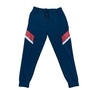 Public Record Regular Fit NYC Jogger Teal w/ White & Red Angled Piecing Large L